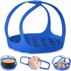 Imbracatura Per Pentola A Pressione, Imbracatura In Silicone Bakeware Pentola Multifunzione Pentole Antiscottatura Rack Per Sollevatore A Vapore, Rack Per Cottura A Vapore Per Uova(Blue-20.513cm-1pc)