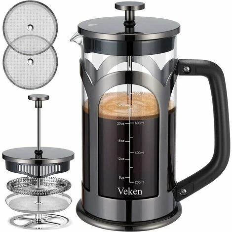 Macchina Per Caffè E Tè, Caffettiera In Vetro Borosilicato Resistente Al Calore In Acciaio Inossidabile 304 Con 4 Filtri, Resistente E Facile Da Pulire, 100% Senza BPA, 34 Oz, Argento 1 Macchina Per Caffè E Tè, Caffettiera In Vetro Borosilicato Resistente Al Calore In Acciaio Inossidabile 304 Con 4 Filtri, Resistente E Facile Da Pulire, 100% Senza BPA, 34 Oz, Argento
