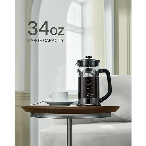 Macchina Per Caffè E Tè, Caffettiera In Vetro Borosilicato Resistente Al Calore In Acciaio Inossidabile 304 Con 4 Filtri, Resistente E Facile Da Pulire, 100% Senza BPA, 34 Oz, Argento 5 Macchina Per Caffè E Tè, Caffettiera In Vetro Borosilicato Resistente Al Calore In Acciaio Inossidabile 304 Con 4 Filtri, Resistente E Facile Da Pulire, 100% Senza BPA, 34 Oz, Argento - immagine 5