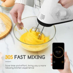 Aigostar Pudding - Sbattitore Elettrico, 6 Velocità E Turbo, Frusta Elettrica, 400W, Miscelazione Silenziosa. Dotato Di 2 Fruste, 2 Ganci Impastatori, Frusta E Contenitore. -Rowenta Negozio 98499045 5