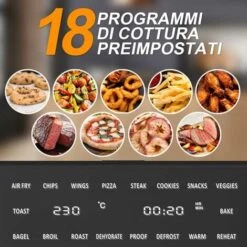 Forno Friggitrice Ad Aria Calda 30Lt Digitale 1800W Frigge Cuoce Senza Olio Nero -Rowenta Negozio 99493000 4