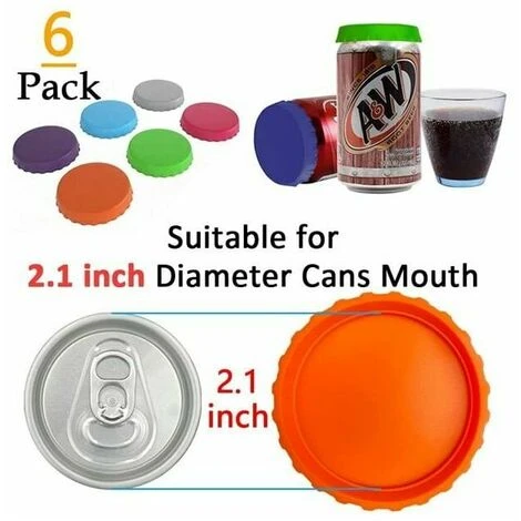 Coperchi Per Lattine Di Soda, Confezione Da 6 Coperchi Riutilizzabili In Silicone Per Lattine Di Soda/bevande/birra, Adatti A Lattine Standard (multicolore) 2 Coperchi Per Lattine Di Soda, Confezione Da 6 Coperchi Riutilizzabili In Silicone Per Lattine Di Soda/bevande/birra, Adatti A Lattine Standard (multicolore) - immagine 2